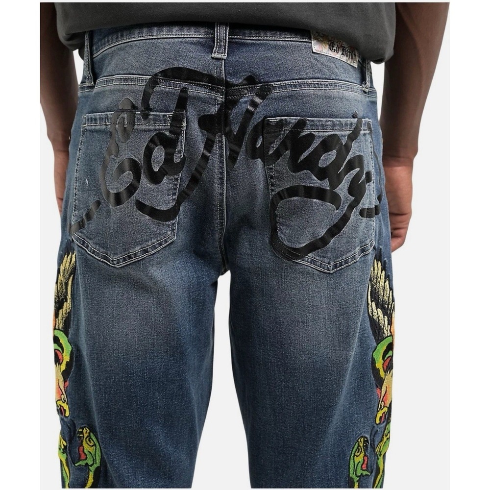 ED‎ HARDY Eagle Snake Slim Straight Denim Embroidered Y2K Jeans MEHD8301 NWT 28 - Picture 2 of 13